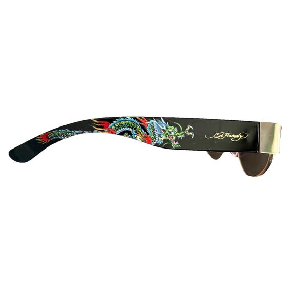 NWT ED HARDY Tattoo Art Sunglasses Dragon Ed-Annunciation BLK BLUE GOLD 100% UV - Picture 13 of 16